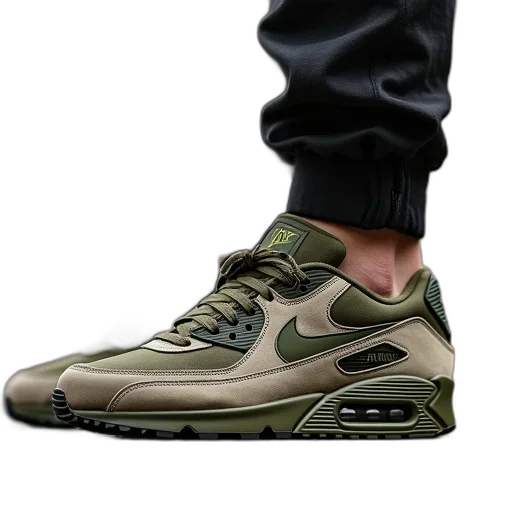 shoes, photorealistic, 3d render, green transparent PNG cut-out