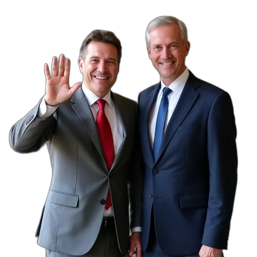 first, image, shows, two, men, standing, next, each transparent PNG cut-out