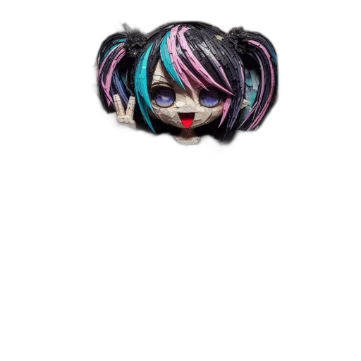 hair, creature, mask, jewelry, 3d render, anime, cartoon, concept art transparent PNG cut-out