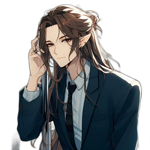 staff, hair, anime, cartoon, pixel art, concept art, blue, dark transparent PNG cut-out