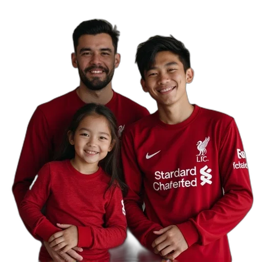 animal, staff, liverpool, striker, his, family, pose, them transparent PNG cut-out