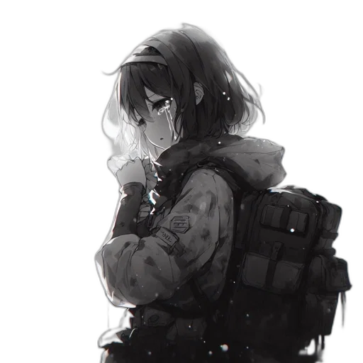 jacket, weapon, face, mask, cyberpunk, concept art, anime, watercolor transparent PNG cut-out