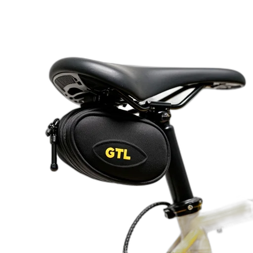 close-up, bicycle, seat, black, yellow, saddle, bag, attached transparent PNG cut-out