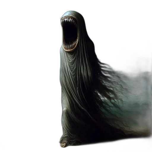 creature, mask, dress, hair, concept art, photorealistic, 3d render, fantasy art transparent PNG cut-out