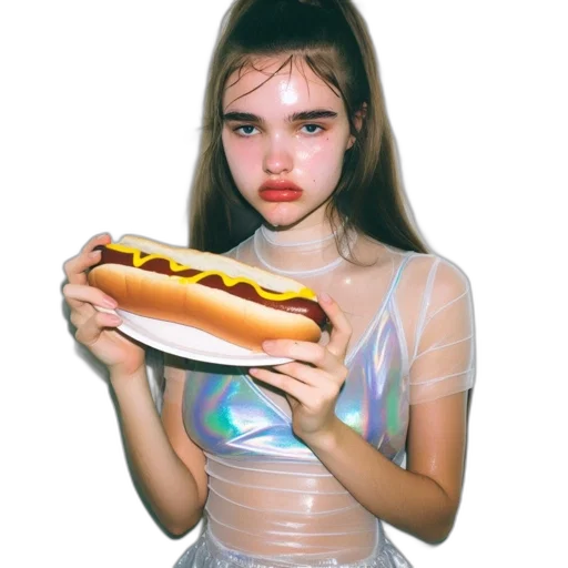 food, dress, face, creature, vaporwave, photorealistic, concept art, cyberpunk transparent PNG cut-out