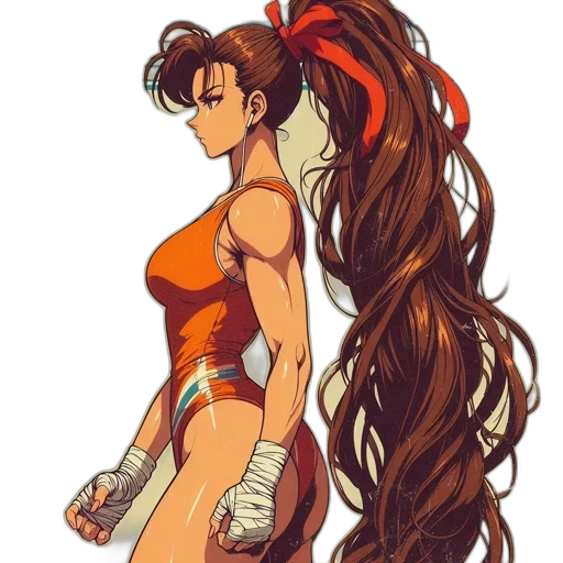 hair, dress, weapon, anime, concept art, pixel art, comic book art, red transparent PNG cut-out