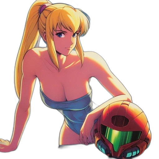 robot, dress, weapon, mask, anime, vaporwave, concept art, pixel art transparent PNG cut-out