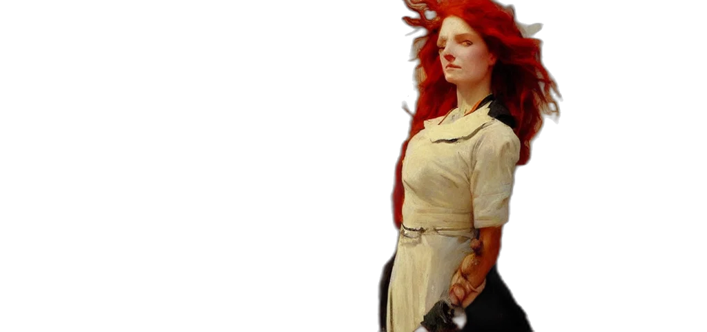 dress, staff, hair, weapon transparent PNG cut-out