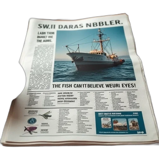 newspaper, page, large, advertisement, new, nibbler, fishing, gear transparent PNG cut-out