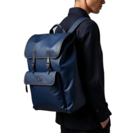 jacket, 3d render, blue, backpack, company, laptop, navy transparent PNG cut-out
