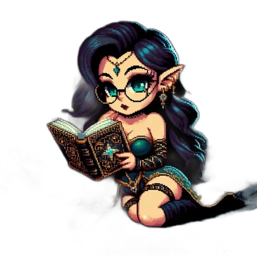fantasy art, pixel art, comic book art, concept art, pixelated, elf-like, character, sorceress transparent PNG cut-out
