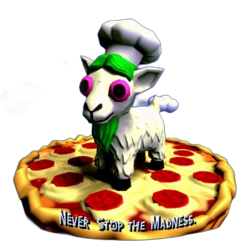 food, animal, 3d render, concept art, pixel art, animated, goat, wearing transparent PNG cut-out