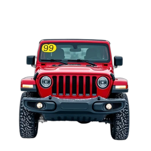car, 3d render, red, jeep, parked, snowy, lot, several transparent PNG cut-out