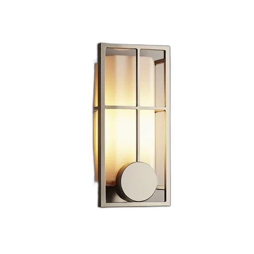 golden, modern, minimalist, wall, lantern, geometric, design, featuring transparent PNG cut-out