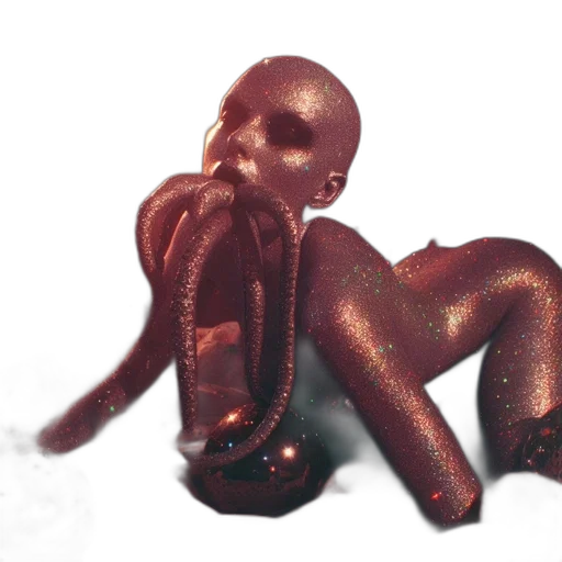 creature, animal, 3d render, concept art, photorealistic, unusual, part-humanoid, part-octopus transparent PNG cut-out
