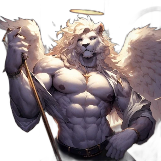 staff, animal, fantasy art, concept art, comic book art, watercolor, golden, angelic transparent PNG cut-out