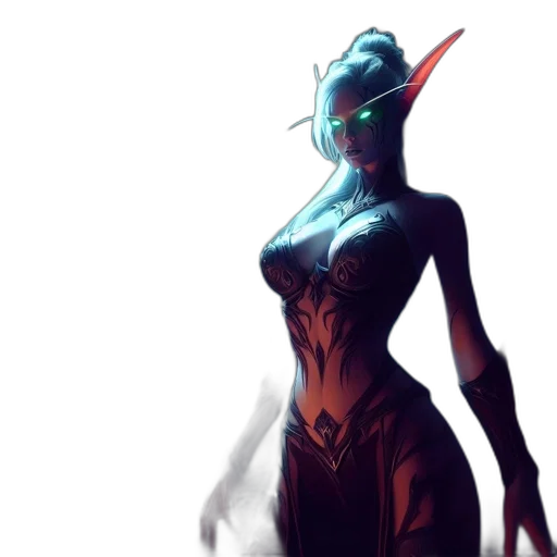 dress, mask, creature, concept art, fantasy art, cyberpunk, comic book art, neon lights transparent PNG cut-out