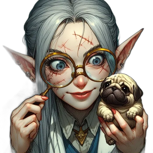 staff, face, creature, fantasy art, concept art, pixel art, photorealistic, dark transparent PNG cut-out
