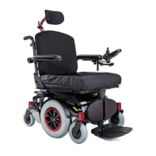 car, 3d render, modern, electric, wheelchair, black, upholstery, red transparent PNG cut-out
