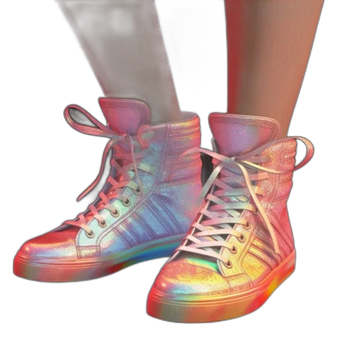 shoes, vaporwave, 3d render, concept art, cyberpunk, neon lights, neon, pastel transparent PNG cut-out