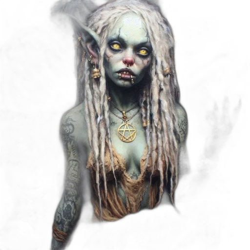 creature, jewelry, staff, face, fantasy art, concept art, photorealistic, comic book art transparent PNG cut-out