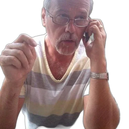 staff, face, jewelry, older, man, glasses, striped, shirt transparent PNG cut-out