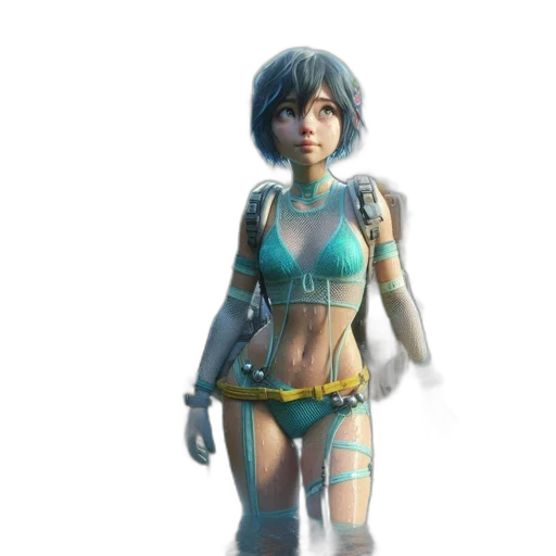 robot, concept art, 3d render, cyberpunk, fantasy art, pastel, blue, animated transparent PNG cut-out