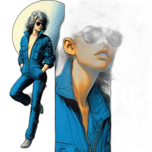 jacket, concept art, comic book art, photorealistic, vaporwave, outer space, blue, golden transparent PNG cut-out