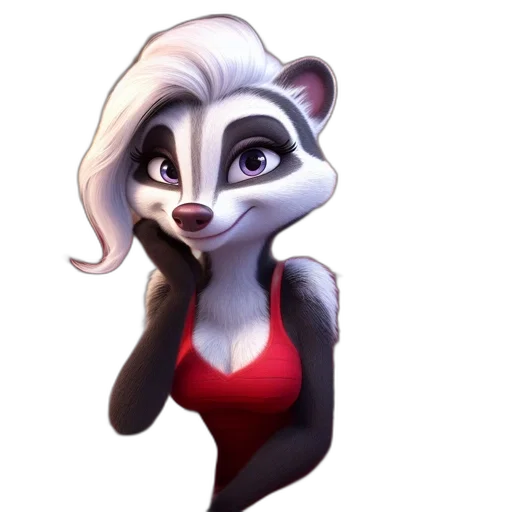 animal, staff, concept art, cartoon, 3d render, fantasy art, anthropomorphic, skunk transparent PNG cut-out