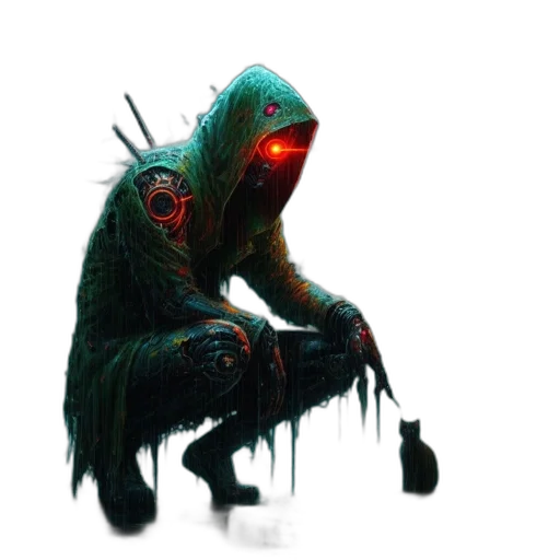 creature, staff, mask, animal, concept art, fantasy art, cyberpunk, 3d render transparent PNG cut-out