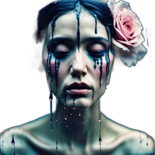 face, mask, concept art, photorealistic, cyberpunk, fantasy art, underwater, neon lights transparent PNG cut-out