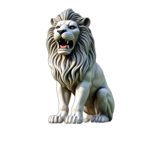animal, crown, staff, 3d render, photorealistic, concept art, stone, lion transparent PNG cut-out