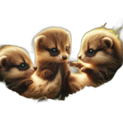 animal, photorealistic, concept art, fantasy art, 3d render, three, young, raccoons transparent PNG cut-out