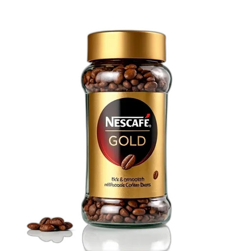 3d render, glass, jar, filled, coffee, beans, displayed, against transparent PNG cut-out