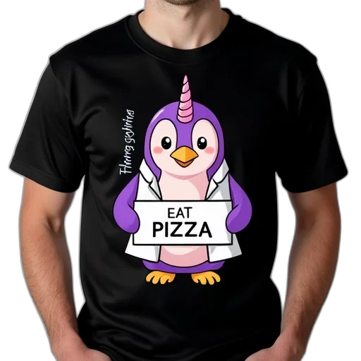 food, animal, cartoon, 3d render, person, wearing, black, t-shirt transparent PNG cut-out