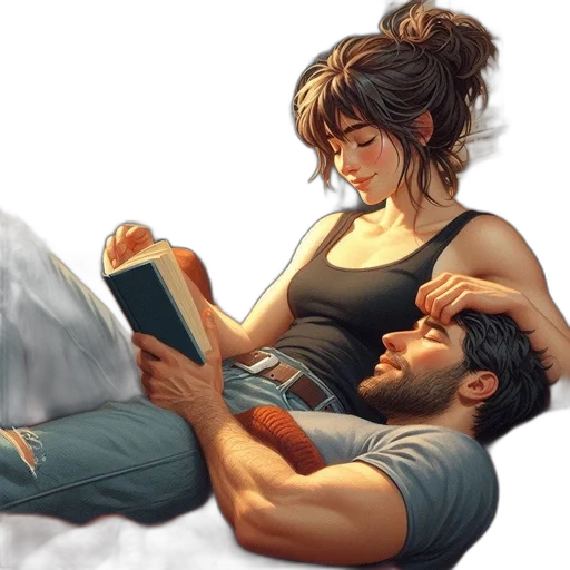 concept art, photorealistic, fantasy art, comic book art, rain, fire, intimate, scene transparent PNG cut-out