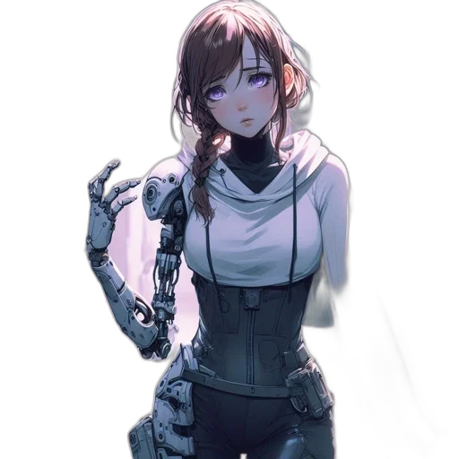 robot, weapon, dress, jacket, cyberpunk, concept art, anime, fantasy art transparent PNG cut-out