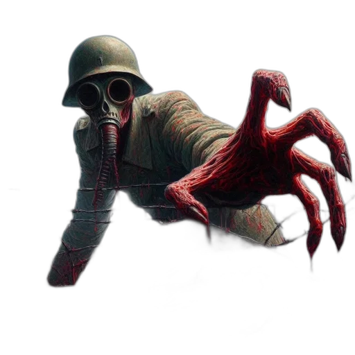 creature, mask, weapon, animal, concept art, pixel art, comic book art, 3d render transparent PNG cut-out