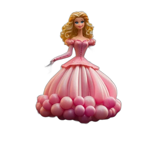 dress, crown, 3d render, concept art, barbie-themed, balloon, float, dressed transparent PNG cut-out