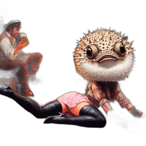 creature, animal, hat, concept art, fantasy art, photorealistic, comic book art, outer space transparent PNG cut-out