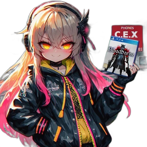 jacket, weapon, creature, robot, cyberpunk, anime, pixel art, concept art transparent PNG cut-out