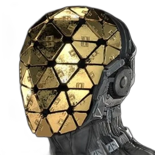 mask, robot, crown, jewelry, cyberpunk, 3d render, concept art, photorealistic transparent PNG cut-out