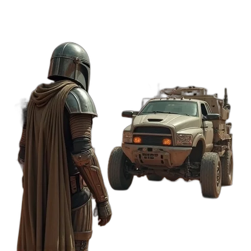 car, weapon, robot, concept art, 3d render, fantasy art, pixel art, earth tones transparent PNG cut-out
