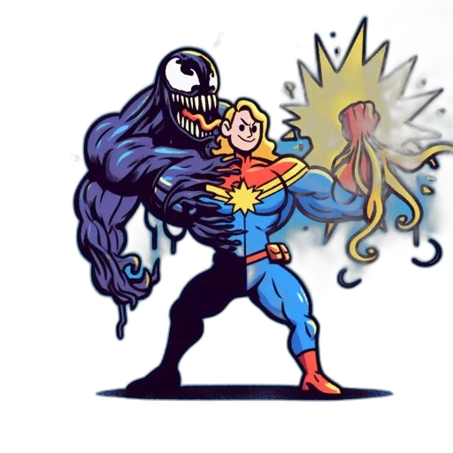 comic book art, concept art, pixel art, cartoon, outer space, illustration, features, venom transparent PNG cut-out