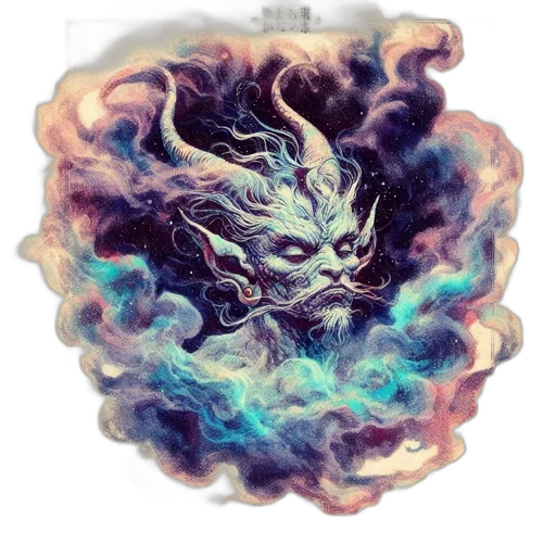 dragon, mask, creature, hair, fantasy art, watercolor, concept art, pixel art transparent PNG cut-out