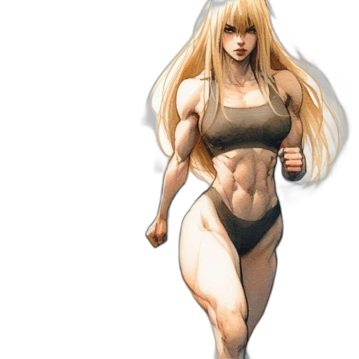 concept art, comic book art, fantasy art, anime, athletic, woman, long, blond transparent PNG cut-out