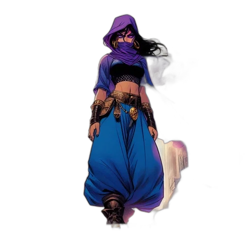 staff, dress, concept art, fantasy art, comic book art, 3d render, blue, woman transparent PNG cut-out