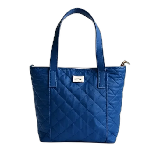 blue, fabric, tote, bag, diamond, pattern, white, interior transparent PNG cut-out