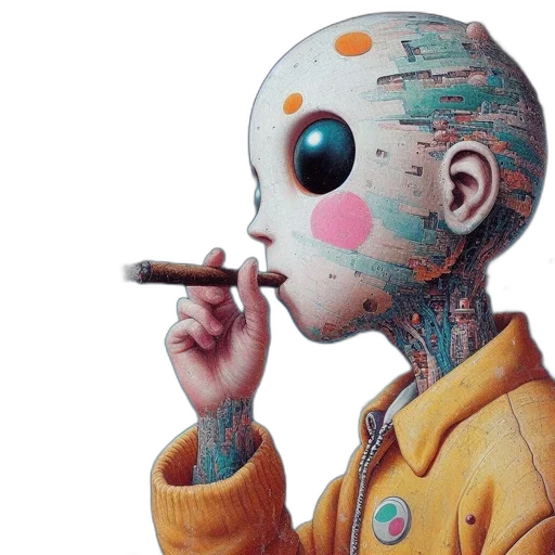 robot, mask, face, creature, concept art, cyberpunk, comic book art, watercolor transparent PNG cut-out