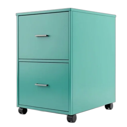 furniture, 3d render, blue, pastel, green, teal-colored, two-drawer, filing transparent PNG cut-out
